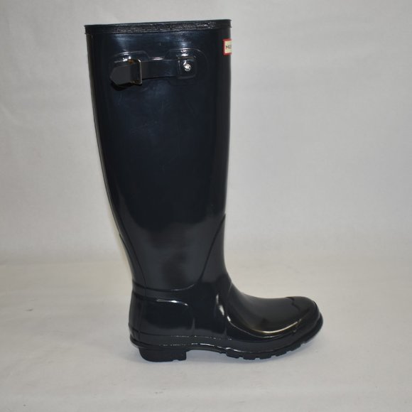 $225 Hunter Original Tall Gloss Waterproof Rain Boot Snow DARK SLATE 8 (G5) - Picture 3 of 12